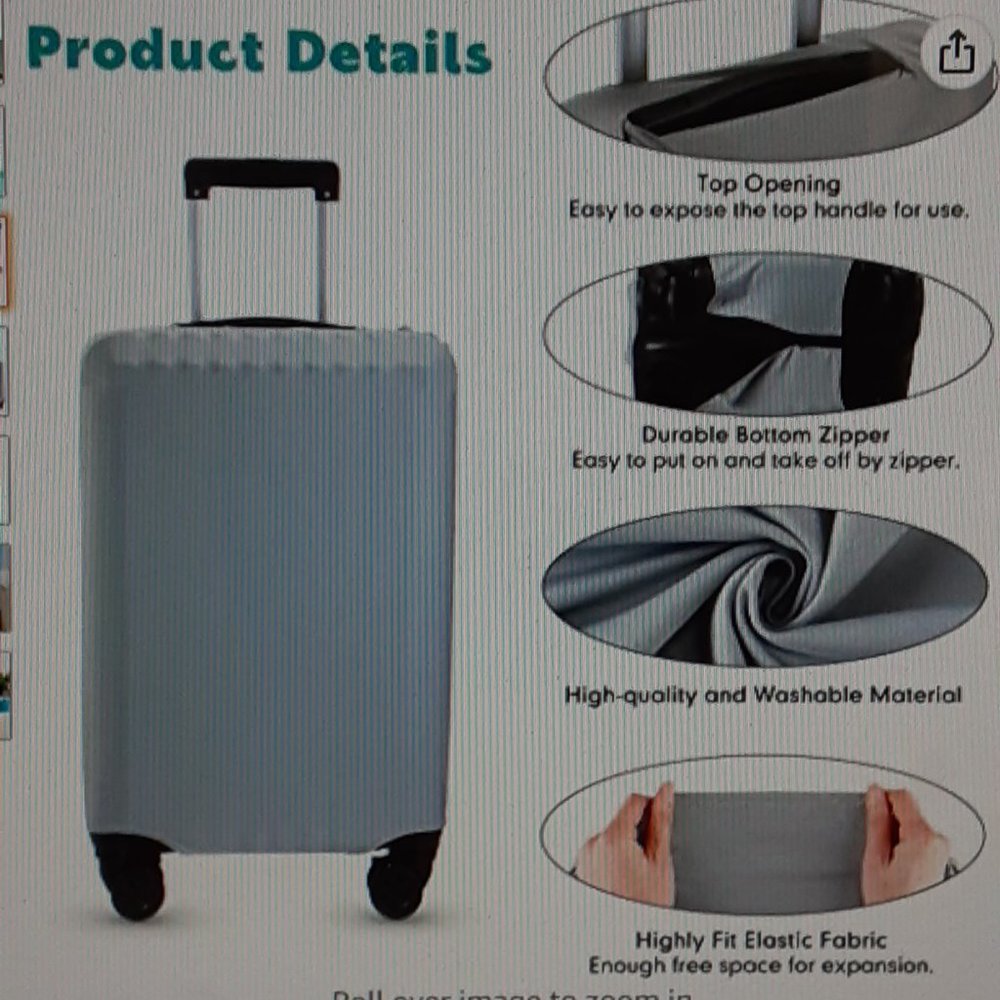 Stretch Fabric Suitcase Covers 2 pcs -1 large, 1 medium - Grey - Picture 6 of 10